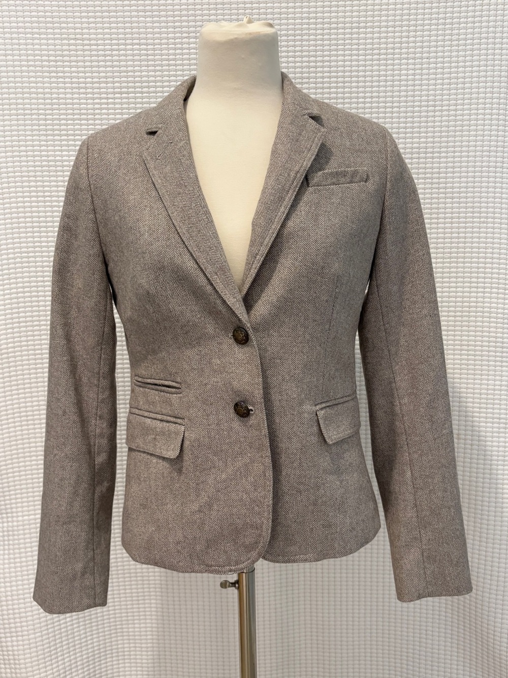 Banana Republic Wool Blend Herringbone Blazer Brown Size 6